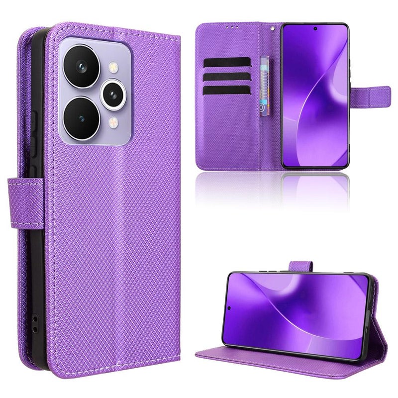 جراب هاتف جلدي بنقشة ماسية لهاتف Realme 15 5G / 15 Pro 5G (أرجواني) - Image 1